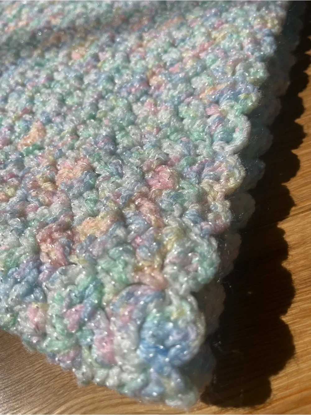 Handmade Crochet Pastel Baby Blanket - 27”x32” Rectangle Bed Throw for Nursery